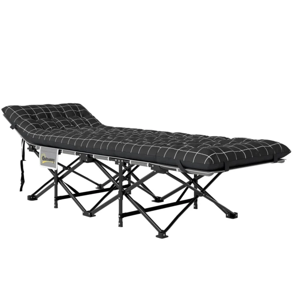 Vouwbaar campingbed met zijtas matras antislip gastenbed tot 150 kg belastbaar outdoor oxford zwart 190 x 67 x 37 cm 1