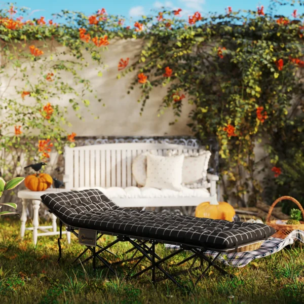 Vouwbaar campingbed met zijtas matras antislip gastenbed tot 150 kg belastbaar outdoor oxford zwart 190 x 67 x 37 cm 10