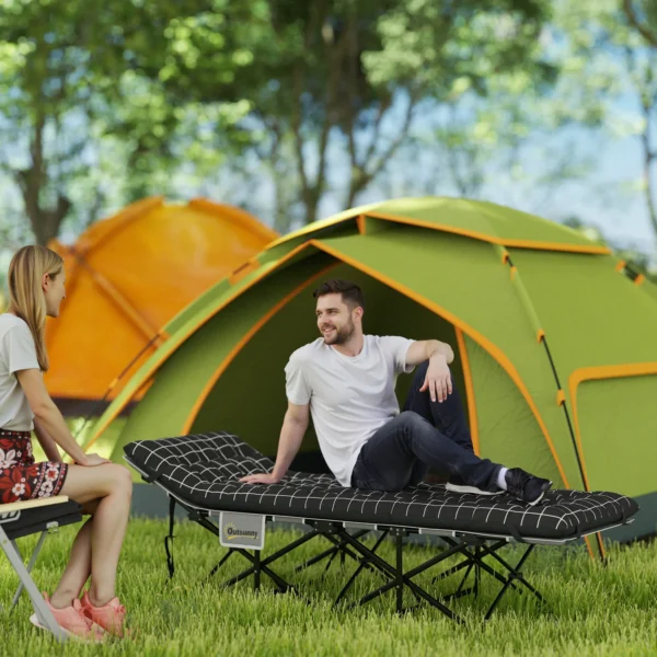 Vouwbaar campingbed met zijtas matras antislip gastenbed tot 150 kg belastbaar outdoor oxford zwart 190 x 67 x 37 cm 2