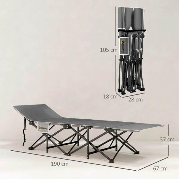 Vouwbaar campingbed met zijtas matras antislip gastenbed tot 150 kg belastbaar outdoor oxford zwart 190 x 67 x 37 cm 4
