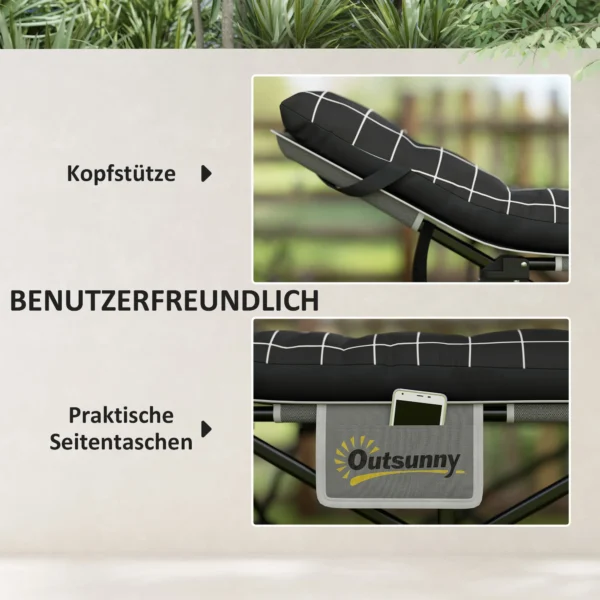Vouwbaar campingbed met zijtas matras antislip gastenbed tot 150 kg belastbaar outdoor oxford zwart 190 x 67 x 37 cm 6