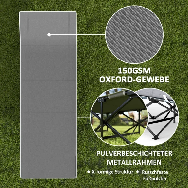 Vouwbaar campingbed met zijtas matras antislip gastenbed tot 150 kg belastbaar outdoor oxford zwart 190 x 67 x 37 cm 7