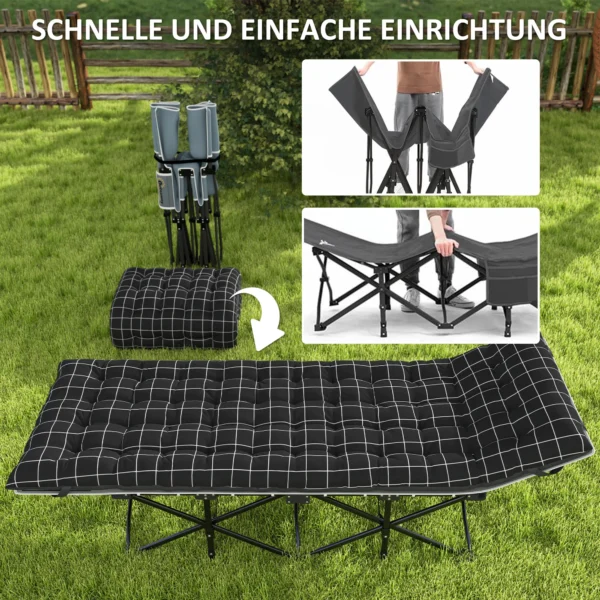 Vouwbaar campingbed met zijtas matras antislip gastenbed tot 150 kg belastbaar outdoor oxford zwart 190 x 67 x 37 cm 8