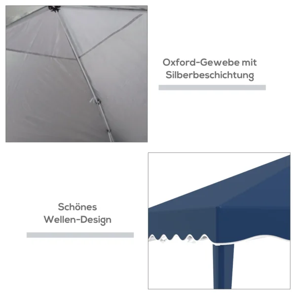 Vouwpaviljoen 3x3m tuinpaviljoen opvouwbaar partytent in hoogte verstelbaar met draagtas uv bescherming van staal en oxford blauw 8