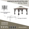 Vouwpaviljoen 4x4m tuinpaviljoen in hoogte verstelbaar met uv bescherming & netgordijnen, dubbeldak in beige voor tuinfeesten 6