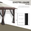 Vouwpaviljoen 4x4m tuinpaviljoen in hoogte verstelbaar met uv bescherming & netgordijnen, dubbeldak in beige voor tuinfeesten 7