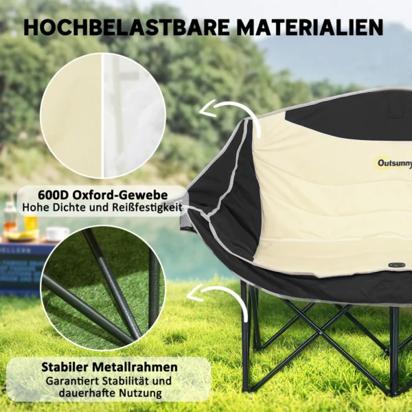 Vouwstoel 2 zitplaatsen opvouwbare campingstoel met drankhouder draagtas outdoor klapstoel tot 250kg belastbaar robuust licht gewatteerd visstoel tuinstoel voor tuin camping strand 6
