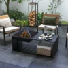 Vuurkorf met vonkenscherm en pook, opbergvak, ideaal voor tuin en terras, zwart metaal 2
