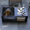 Vuurkorf met vonkenscherm en pook, opbergvak, ideaal voor tuin en terras, zwart metaal 5