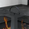 Vuurkorf met vonkenscherm en pook, opbergvak, ideaal voor tuin en terras, zwart metaal 9
