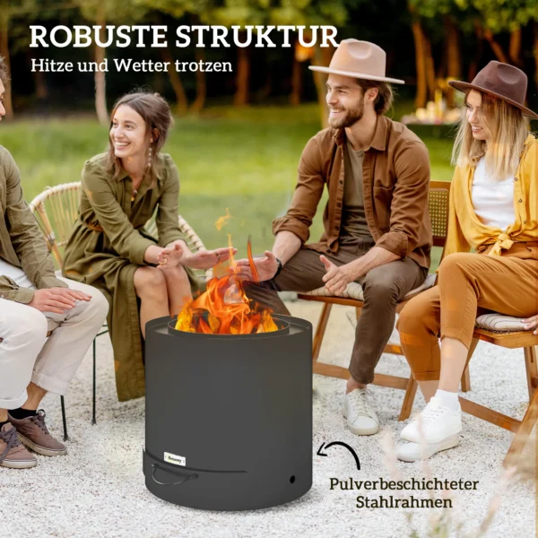 Vuurkorf Ø45 x 42cm van staal met pook aslade vuurkorven voor tuin, balkon terras, outdoor bbq camping zwart 6