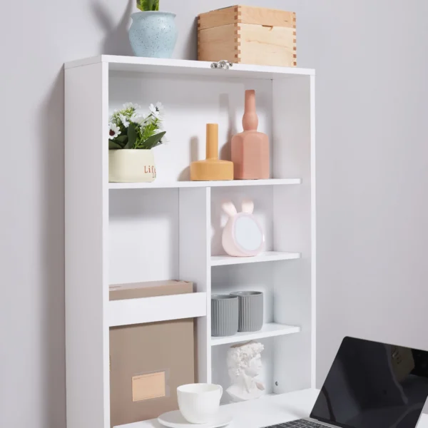 Wandtafel klapbureau met 5 vakken, bord in wit en zwart, 60x94,5x147cm, ruimtebesparend voor thuis kantoor 10