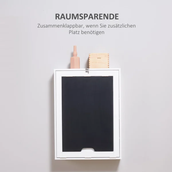 Wandtafel klapbureau met 5 vakken, bord in wit en zwart, 60x94,5x147cm, ruimtebesparend voor thuis kantoor 7