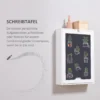 Wandtafel klapbureau met 5 vakken, bord in wit en zwart, 60x94,5x147cm, ruimtebesparend voor thuis kantoor 8