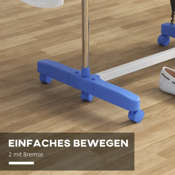 Wasdroger toren rollen 3 niveaus opvouwbaar zijvleugels staal blauw 8