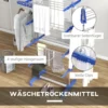 Wasrek met wielen wasdroger toren 2 niveaus opvouwbare vleugel staande droger van staal in blauw voor ruimtebesparend drogen 6