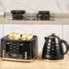 Waterkoker broodrooster set ontbijt set met 1,7l waterkoker, 4 sneden broodrooster, 2200 w, 7 bruiningsniveaus, ontdooien, opwarmen en kruimellade, otter thermostaat, zwart 2