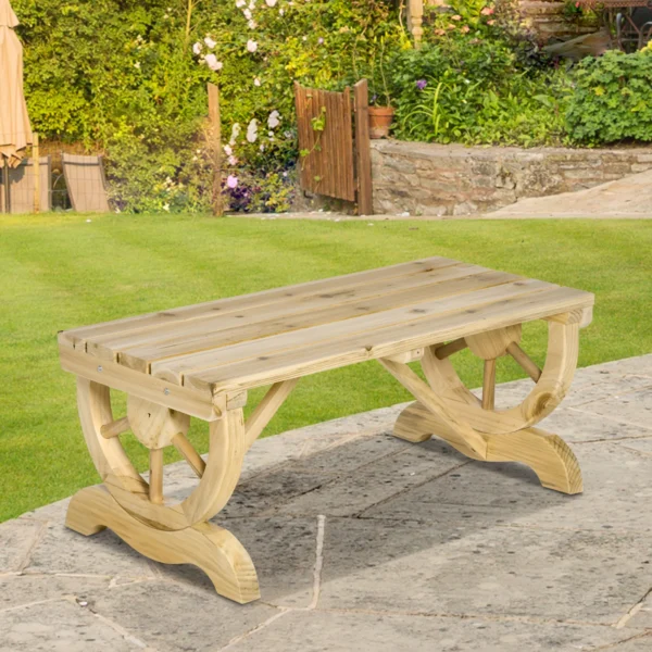 Weerbestendige houten tuinbank 98 x 50 x 39,5 cm rustieke zitbank voor tuinmeubilair in natuur 2