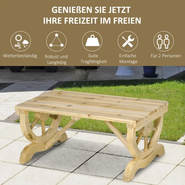 Weerbestendige houten tuinbank 98 x 50 x 39,5 cm rustieke zitbank voor tuinmeubilair in natuur 7