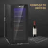 Wijnkoelkast, compressor voor 18 flessen, 50 l drankkoelkast met glazen deur, 5 18°, flessenkoelkast met aanraakschakelaar 6