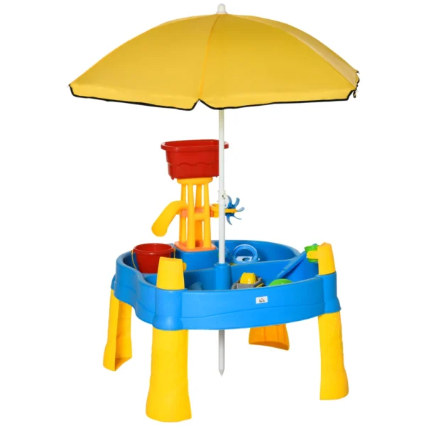 Zand en waterspeeltafel 2 in 1 tafelspeelset met 25 delige strandspelset en parasol voor kinderen 1