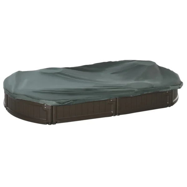 Zandbak afdekzeil met zitplaten 183x105x22,5cm hdpe donkergroen voor kinderen 3 12 jaar 1