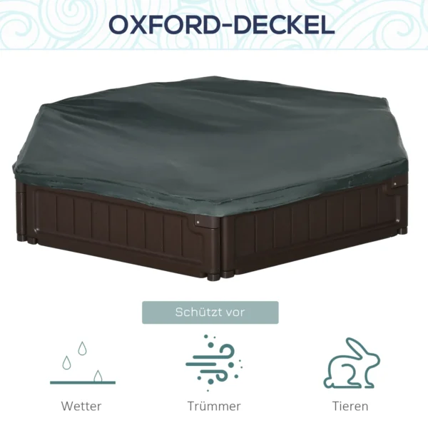 Zandbak diy met 3 zitplaatsen, hdpe, afdekzeil, voor kinderen van 3 12 jaar, Ø120x21cm, bruin, ideaal voor de tuin 5