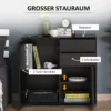 Zijbord zwart opslagkast met 2 laden & 2 deuren kiepbeveiliging voor woonkamer slaapkamer 117x36x74cm 5