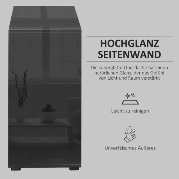 Zijbord zwart opslagkast met 2 laden & 2 deuren kiepbeveiliging voor woonkamer slaapkamer 117x36x74cm 6
