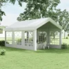 Zijpaneel met raam voor paviljoen 6 x 2 m, vervangende wand voor feesttent, waterdicht & uv bestendig, wit zijzeil 2