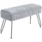 Zitbank gestoffeerde bank met kunstbont look 82 x 30 x 47 cm grijs metalen poten schoenenbank voor hal slaapkamer woonkamer 1