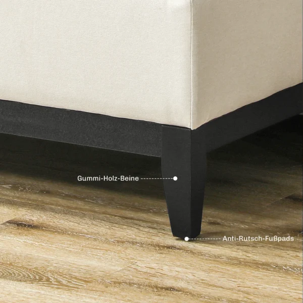 Zitbank met opbergruimte gestoffeerde bank belastbaar tot 120 kg bedbank met opbergdoos schuimstof voor woonkamer slaapkamer crèmewit 107 x 50 x 44 cm 9