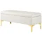 Zitbank met opbergruimte gestoffeerde bank fluweel look metalen poten bedbank voor woonkamer slaapkamer gang 120 x 44 x 44,5 cm beige 1