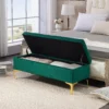 Zitbank met opbergruimte, gestoffeerde bank in fluweel look 120x44x44,5 cm, metalen poten, bedbank voor woonkamer slaapkamer gang, groen 9
