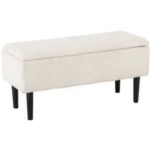 Zitbank met opbergruimte, gestoffeerde bank met klapdeksel, fluweel look, kistbank voor woonkamer & slaapkamer, 95x38x45cm 1