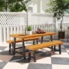 Zitgroep 3 delig houten eetgroep voor 4 personen in lamellenontwerp eettafel met 2 banken eetkamergroep met houten tafel keukentafel set balkonmeubilair tuinmeubilair voor terras, balkon teak 9