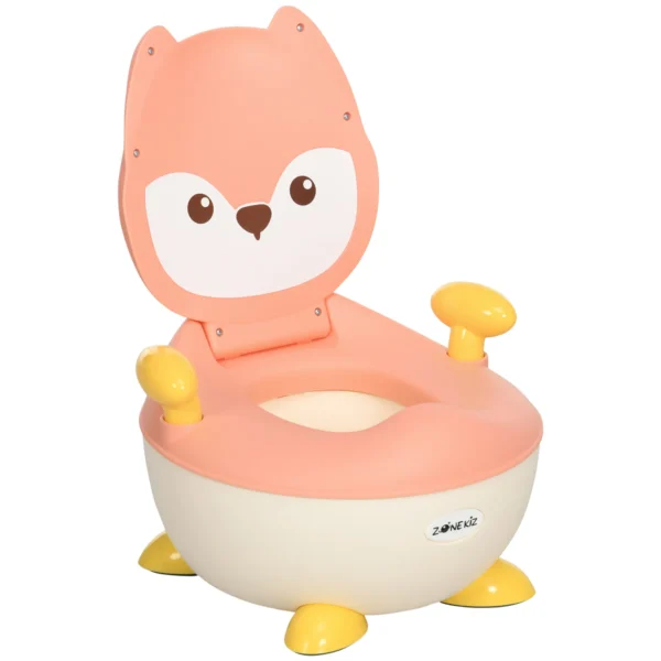 Zonekiz kinderpotje kindertoilet in vos design, antislip potstoel met handvat en klapdeksel voor 6 maanden tot 3 jaar 1
