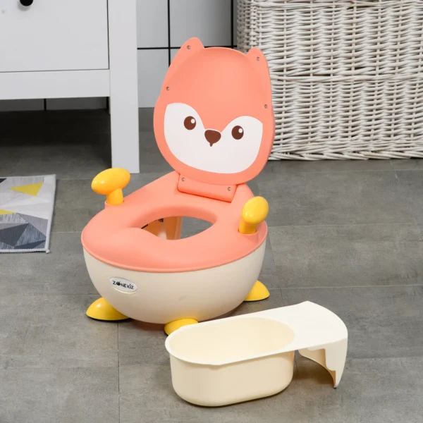 Zonekiz kinderpotje kindertoilet in vos design, antislip potstoel met handvat en klapdeksel voor 6 maanden tot 3 jaar 2