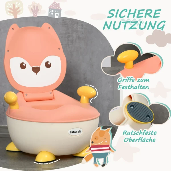 Zonekiz kinderpotje kindertoilet in vos design, antislip potstoel met handvat en klapdeksel voor 6 maanden tot 3 jaar 5