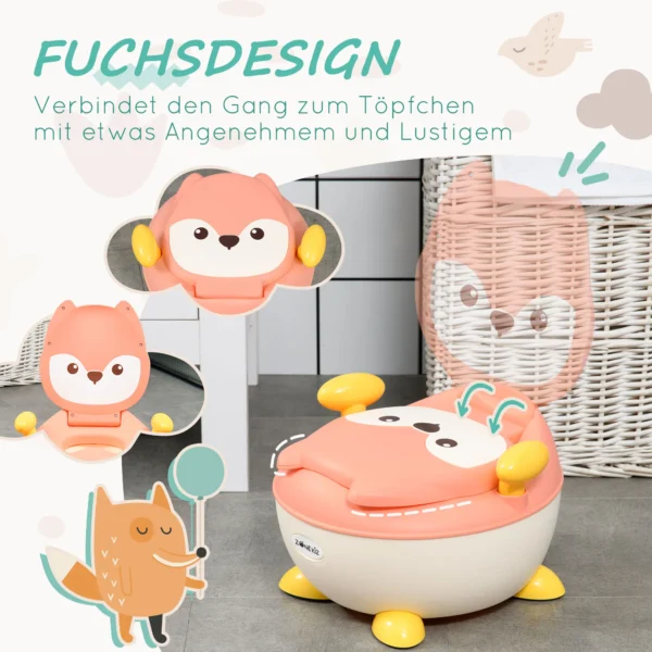 Zonekiz kinderpotje kindertoilet in vos design, antislip potstoel met handvat en klapdeksel voor 6 maanden tot 3 jaar 6