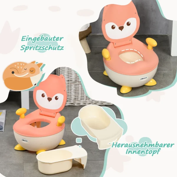 Zonekiz kinderpotje kindertoilet in vos design, antislip potstoel met handvat en klapdeksel voor 6 maanden tot 3 jaar 7