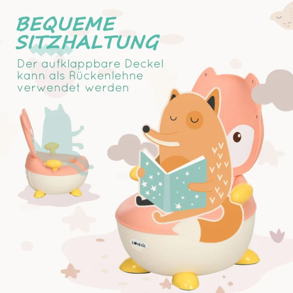 Zonekiz kinderpotje kindertoilet in vos design, antislip potstoel met handvat en klapdeksel voor 6 maanden tot 3 jaar 8