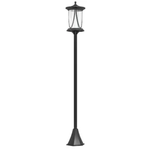 Zonne straatlantaarn led, ip44, abs, 17b x 17t x 127h cm, met koel wit led licht, lichtsensor, waterdicht, voor buiten, zwart 1