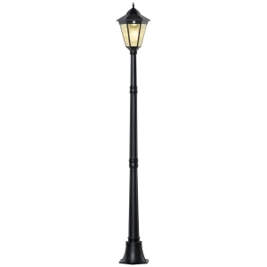 Zonne tuinlantaarn lantaarn tuinlamp padverlichting met 19 led 130 lumen 3000k aluminium gehard glas zwart 22 x 22 x 194 cm 1