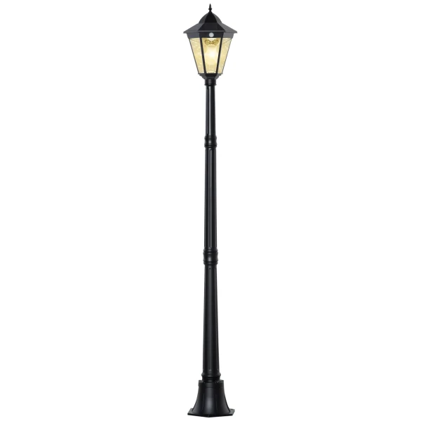 Zonne tuinlantaarn lantaarn tuinlamp padverlichting met 19 led 130 lumen 3000k aluminium gehard glas zwart 22 x 22 x 194 cm 1