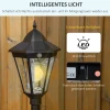 Zonne tuinlantaarn lantaarn tuinlamp padverlichting met 19 led 130 lumen 3000k aluminium gehard glas zwart 22 x 22 x 194 cm 7