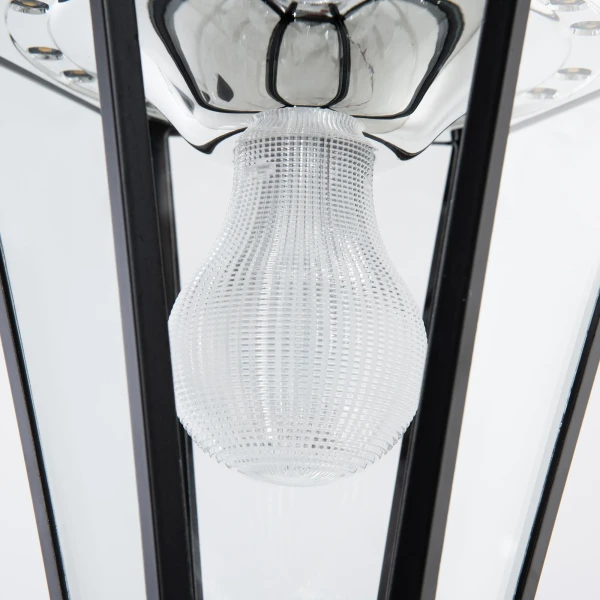 Zonne tuinlantaarn lantaarn tuinlamp padverlichting met 19 led 130 lumen 3000k aluminium gehard glas zwart 22 x 22 x 194 cm 9