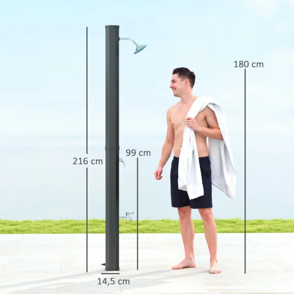 Zonnedouche 35 liter zonnetuin douche met kraan douchekop handdouche zijtafel, tot 55 °c, buitendouche zonder stroomaansluiting zwembaddouche campingdouche regendouche warm water 4