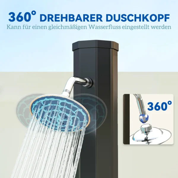 Zonnedouche 35 liter zonnetuin douche met kraan douchekop handdouche zijtafel, tot 55 °c, buitendouche zonder stroomaansluiting zwembaddouche campingdouche regendouche warm water 6