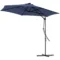 Zonnescherm met led op zonne energie, Ø290x260 cm, incl. kruisvoet 55 60kg, uv bescherming, handzwengel & beschermhoes, polyester, donkerblauw 1